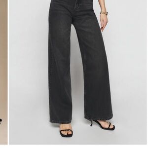 Reformation High-Rise Wide Leg Jeans in Black Wash